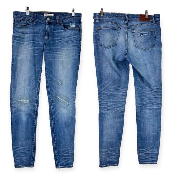 Madewell Skinny Ankle Jeans Mid Rise Medium Wash Distressed Women’s Size 29 - Picture 6 of 6